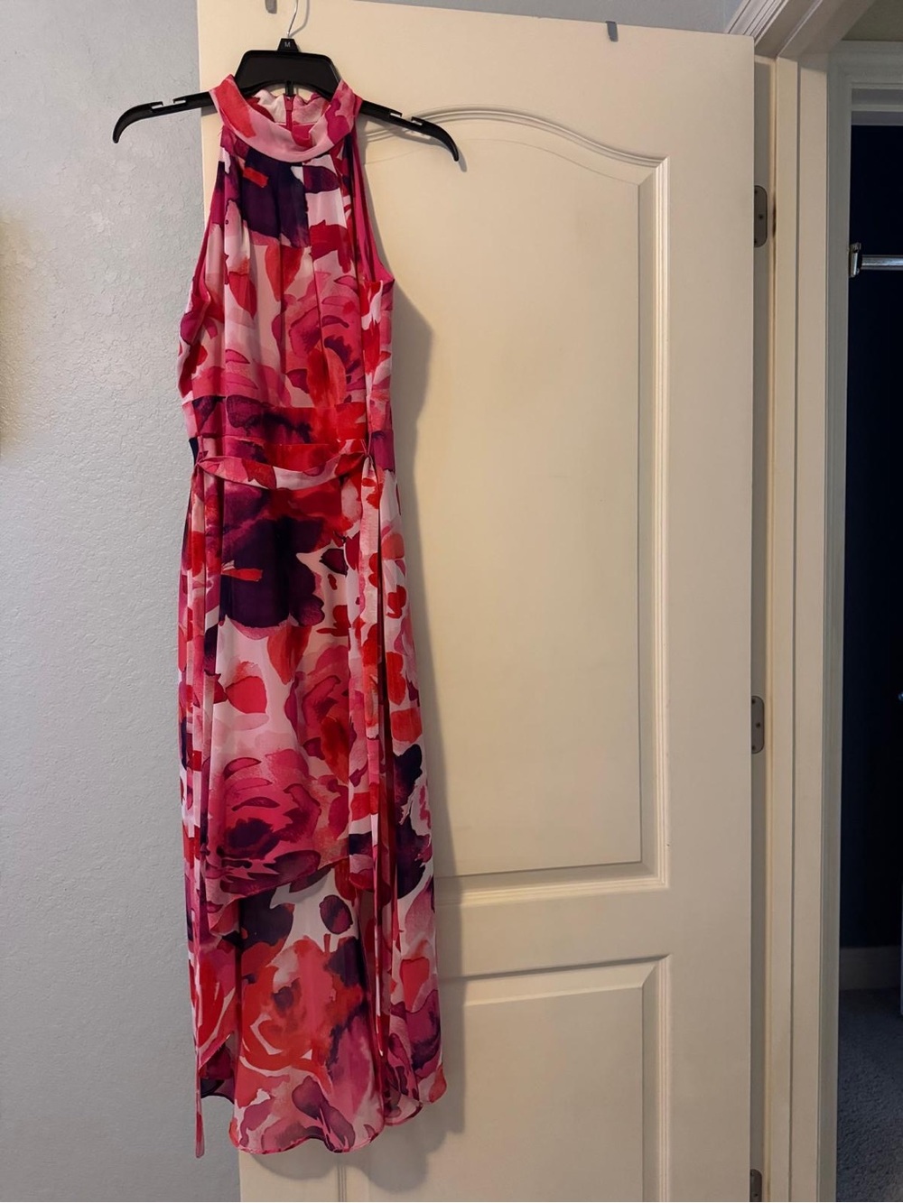 Jessica Howard Floral Halter Maxi Dress in Pink & Purple